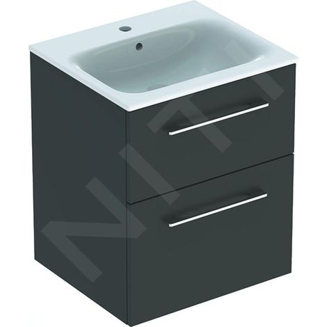 Geberit Selnova Square - Meuble-vasque 635x538x480 mm, avec vasque, 2 tiroirs, gris velouté mat 501.233.00.1 (1/3)