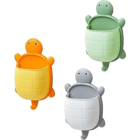 Lot de 3 supports de rangement pour brosses à dents en forme de tortue mignonne, organisateur de salle de bain style dessin animé (1/5)