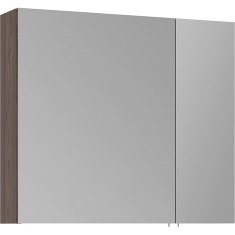 Mobile da bagno con specchio "Side 80" - 79 x 16 x 66 cm - Noce scuro (1/5)
