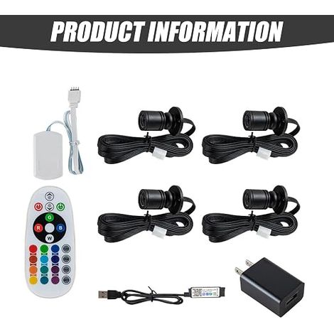 spots encastrés LED Mini Spot, 1W, 180°, pour une utilisation intérieure avec télécommande Bluetooth, spots LED RGB en aluminium, éclairage de tableaux pour couloirs, magasins, vitrines à bijoux (1/4)