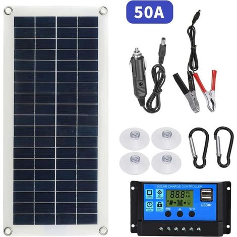 Panneau Solaire 300W 12V 24V Panneau Solaire Flexible Monocristallin Cellule Module avec Contrôleur de Charge Solaire pour Bateau RV Camping Car Voiture