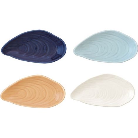 Assiette En Porc.13,5x7 Cm - 4 Coloris Ass. Coquillages - Pozzi Milano Spa