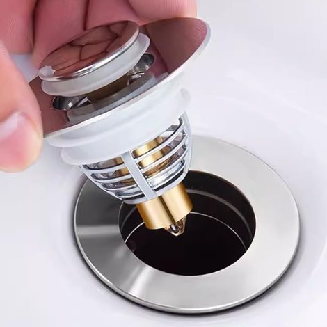 Égouttoir à vaisselle en acier inoxydable de haute qualité, avec noyau rebondissant, filtre anti odeur pour lavabo, finition cuivre résistant aux fuites, convient aux lavabos de 1,06 à 1,80 pouces (1/5)