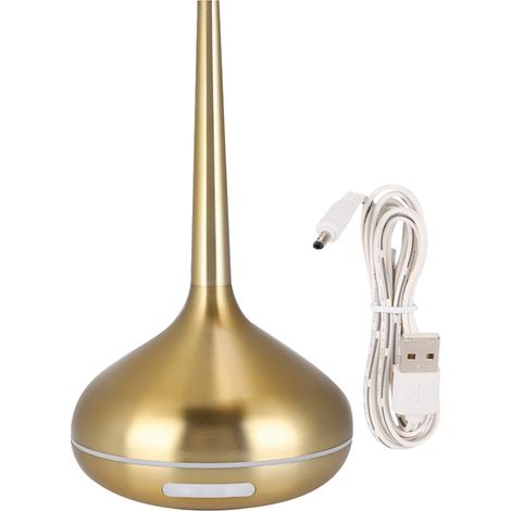 Humidificador de aire de 120 ml con difusor de fragancias, luz nocturna LED de 7 colores, color dorado.