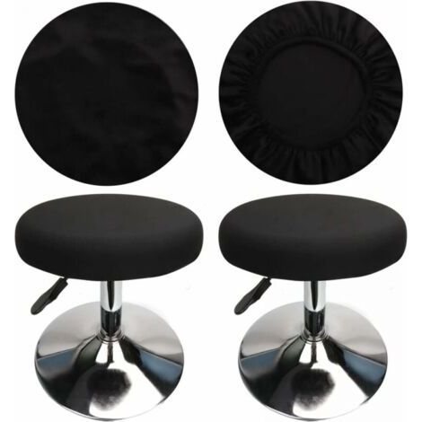 (4 Pieces Black) Round Stool Cover Bar Stool Cover, Luxury Fabric, Diameter 30-36cm, Stretchable, Wrinkle-Resistant, Washable and Dustproof (1/4)