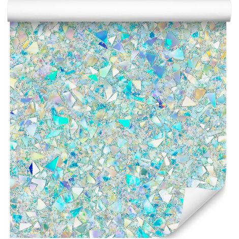 Papier peint à paillettes irisées menthe et gris clair 50x1000 cm (1/5)