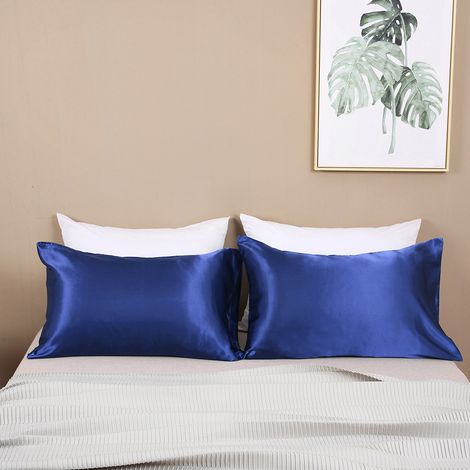 Juego de 2 fundas de almohada, seda artificial, transpirables, a prueba de polvo, con estampado reactivo, para dormitorio. (1/5)