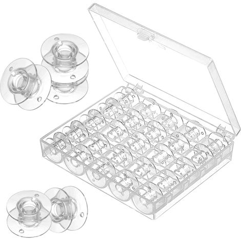 Canette Machine a Coudre 25 Pièces, Transparente Bobines pour Machine à Coudre Canettes de Couture Universelle Bobine de Machine à Coudre en Plastique avec Boîte de Rangement (1/5)