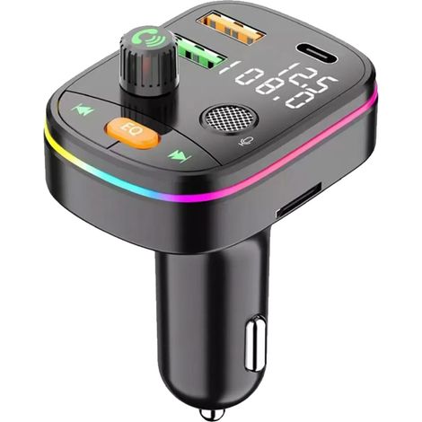 Émetteur FM Voiture avec Appel Mains Libres, 3 Ports de Charge et Lecteur MP3 Bluetooth