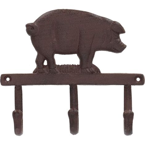 Esschert Design Hakenleiste Schwein dreifach - Gusseisen