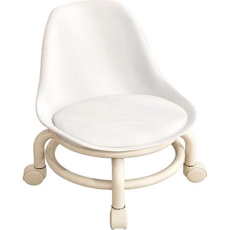 Petit tabouret, tabouret enfant à roulettes, tabouret pour tout-petit, tabouret bas, chaise de salon, chaise de salle de bain, banc, blanc. (1/5)