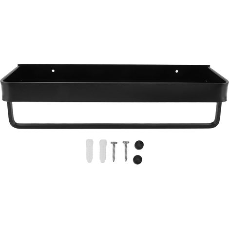Étagères flottantes pour serviettes en aluminium, grand espace sans perçage, capacité élevée, design épuré mural pour salle de bain, lavabo WC sans crochets (1/5)