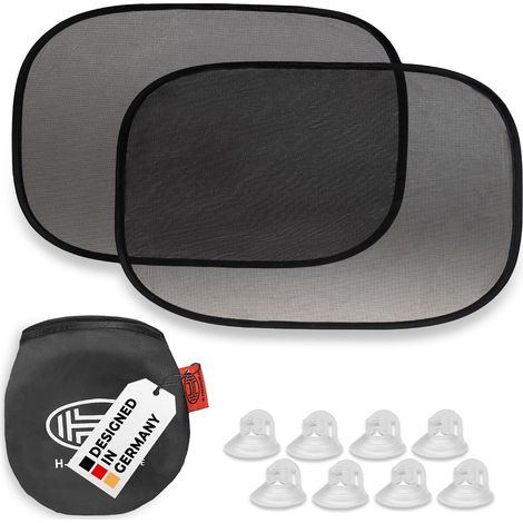 HEYNER® Auto Sonnenschutz mit Saugnäpfen UV Wärme Schutz für Kinder Baby etc. Autofenster Seitenscheibe Fenster Universal Verdunkelung Sichtschutz