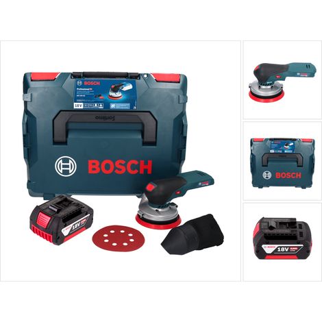 Bosch GEX 18V-125 Levigatrice rotorbitale a batteria professionale 18 V 125 mm brushless + 1x batteria ricaricabile 4,0 Ah + L-BOXX - senza caricabatterie