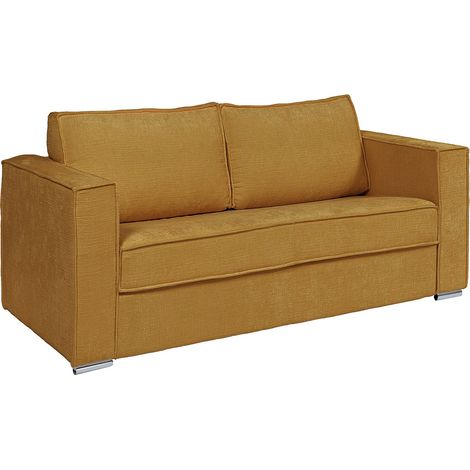 Divano letto 3 posti a ribalta Posto letto 140cm Materasso 14cm in Tessuto testurizzato Giallo senape - LORETO