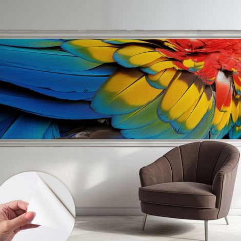 Papier peint adhésif décoratif avec colle pour salon chambre et bureau Installation rapide Plumes arc-en-ciel 250x104 cm (1/5)