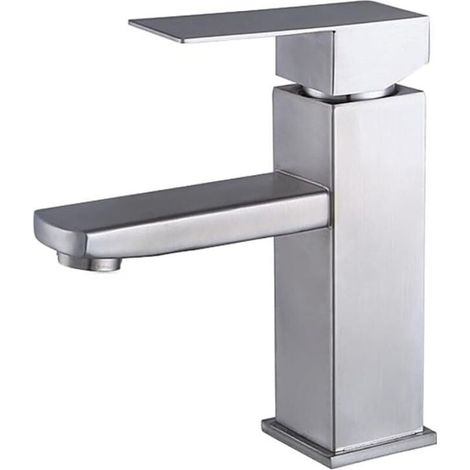 Robinet de salle de bain argenté, mitigeur de salle de bain, robinet de lavabo en acier inoxydable avec flexible de 80 cm (1/4)