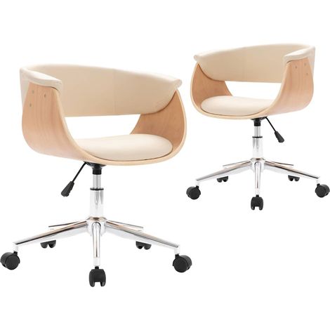 Maison Exclusive - Esszimmerstühle 2 Stk. Drehbar Creme Kunstlede (1/5)