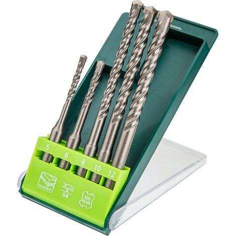 Set di punte per trapano per calcestruzzo SDS, set da 5 pezzi - 5, 6 x 110 mm + 8, 10, 12 x 160 mm