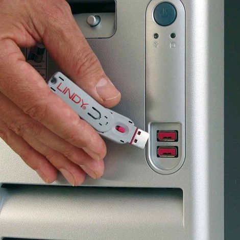 Lindy USB Port Lock 4 tlg. Pink - 4er Set, Farbcode: Pink, 40450 (1/3)