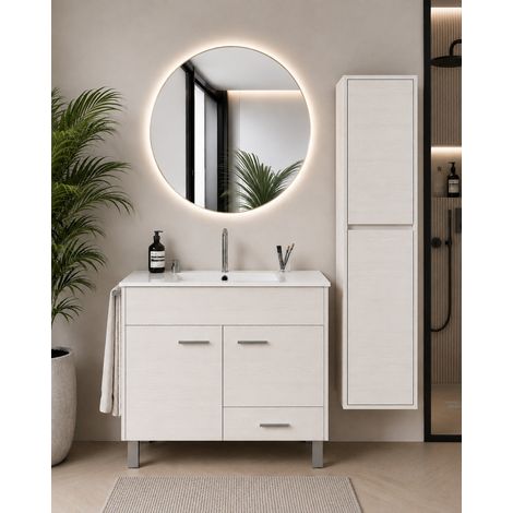 Mueble de baño con lavabo ORIGENBATH SAMOS sin espejo 50x40 cm blanco nórdico con columna (1/5)