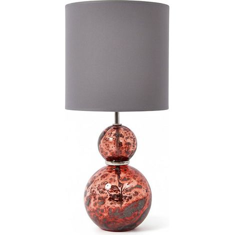 Lampe à Poser Volcanique rouge Verre bullé 25x25x55cm