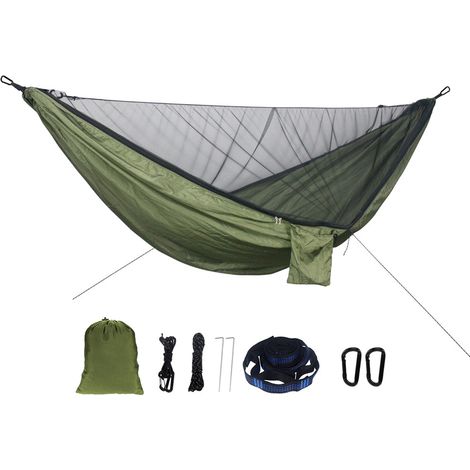 Outdoor-Hängematte mit Moskitonetz, Tragfähigkeit 300 kg, einfacher Aufbau, tragbare Hängematte für Camping und Picknicks im Freien. (1/5)