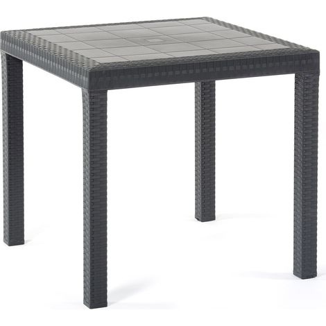 Tavolo Quadrato Effetto Rattan da Esterno Colori Partenope - arredo esterno: Grigio antracite