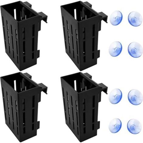 4-Piece Aquatic Plant Basket Cups for Hanging Aquatic Plants, Aquarium Plant Seed Holder, Aquarium Plant Support with 4 Hooks and 8 Suction Cups for Aquaponic Plant Growing (1/5)
