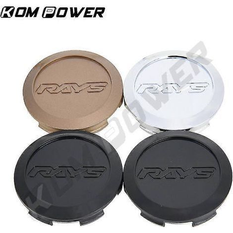 Cache-moyeu de roue de course automobile, diamètre extérieur 64 mm et diamètre intérieur 62 mm, style sport, avec emblème 3D Rays, coloris bronze, argent et noir. (1/4)