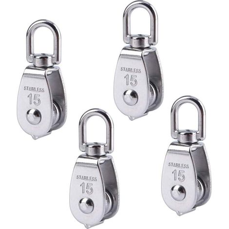 Seilumlenkrollen, Seilrolle aus Edelstahl 304, Seilrolle, Seilrollen, Seilrolle Fitness, Tragkraft 35 kg, Seilrolle, Schiffe, Yachten, 4 Stück, M15