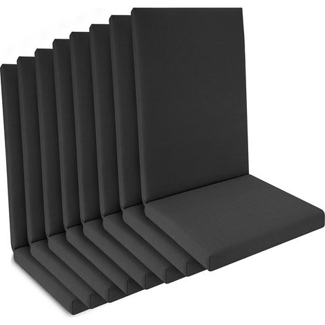 Lot de 8 coussins d'assise imperméables pour chaises à dossier haut, 100 x 50 x 5,5 cm, anthracite (1/5)