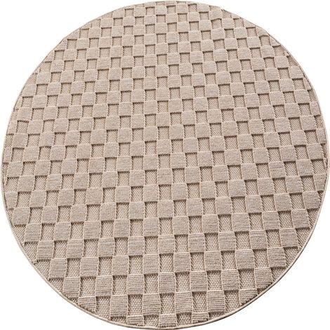 Ayyildiz Tapis Moderne - Structure 3D Cube - Motif Tressage - Salon Tapis Court - beige - 120 cm x 120 cm