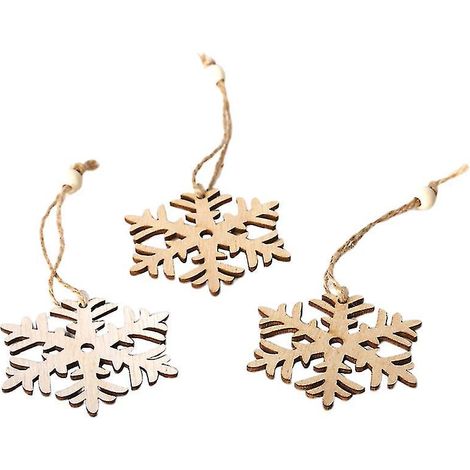 Lot de 3 décorations de Noël en bois en forme de flocons de neige à suspendre, à réaliser soi-même