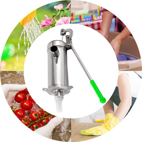 Silber Edelstahl leichte Griff pumpe Handpumpe Saugpumpe für den Garten DE (1/5)