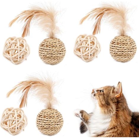 Juguetes interactivos para gatitos, 6 piezas, Atrapador interactivo, Pelota para dientes de gatito, Manténgase activo, Juguetes para gatitos (1/5)