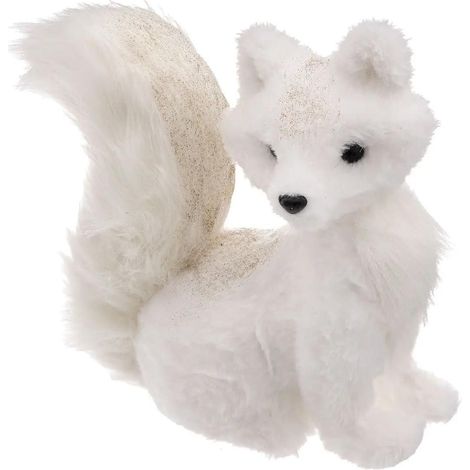 Renard Déco à Paillettes "Souffle Polaire" 26cm Blanc