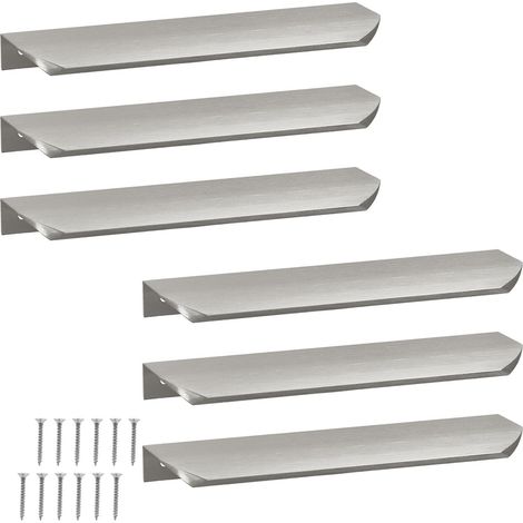Poignée de meuble moderne en aluminium argenté, 180 mm, lot de 4 (1/5)