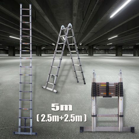 5M Teleskopleiter Ausziehbar Stehleiter Ladder Mehrzweckleiter Bis 150kg Max (1/5)