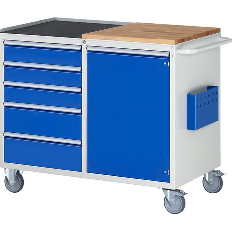 RAU, Établis compacts mobiles, 5 tiroirs, 1 porte, plateau en