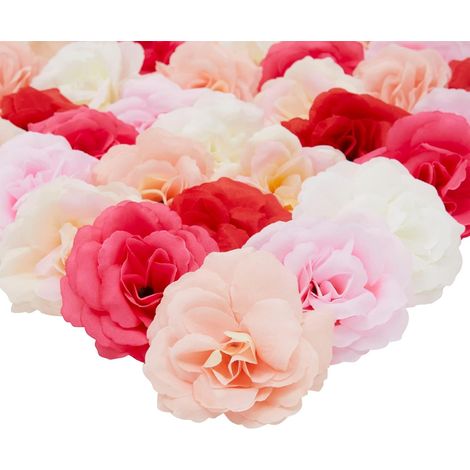 Un ensemble de 60 têtes de fleurs artificielles en tissu, de couleurs assorties, avec un-AquaForge (1/5)