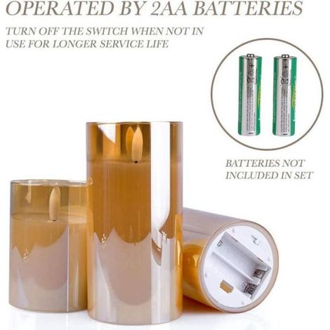 Bougie LED Sans Flamme - Pilier En Verre Avec Mèche Réaliste - Télécommande Et Minuterie - Lot De 3 (1/5)