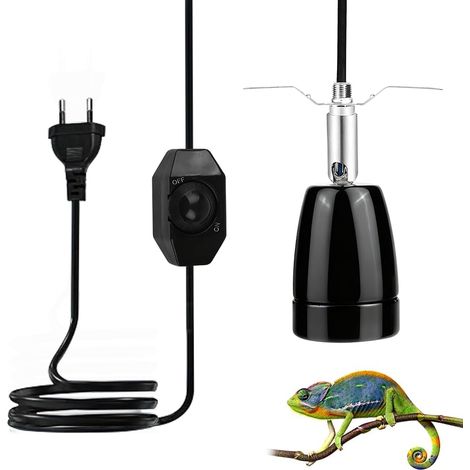 Heiz Reptile Lamp Socket - Ceramic Heating Socket - E27 Porcelain Base - 360° Swivel - With 1.8m Cable and Plug - Dimmable - For Aquarium Animals (1/5)
