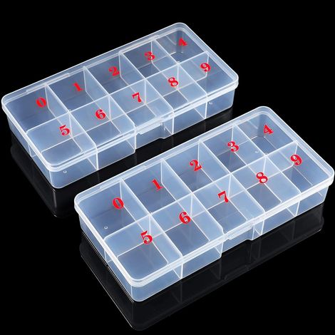 10 boîtes de rangement transparentes pour faux ongles avec compartiments numérotés, boîte de rangement pour nail art (1/5)