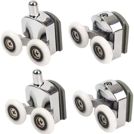 YMYNY Duschrollen mit doppelter Schiebetür, 4 Stück (2 oben + 2 unten) (23 mm – 2 oben + 2 unten) (1/4)