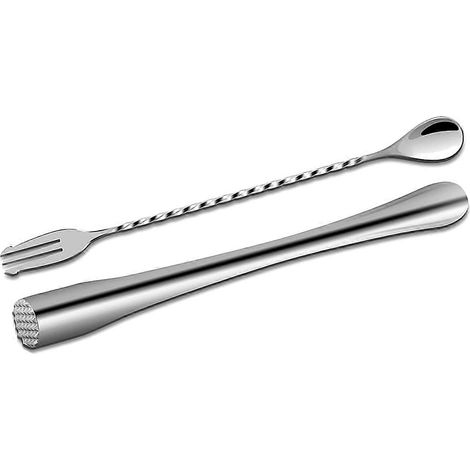 2 pièces acier inoxydable pilon à cocktail avec bar Mixing Spoon pilon Long boisson Stirrer barman Spoon bar accessoires (1/5)