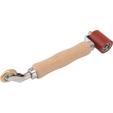 Rouleau à joints en silicone 40 mm, double usage, avec roue en laiton et manche en bois, pour papier peint, PVC et TPO, rouge. (1/5)