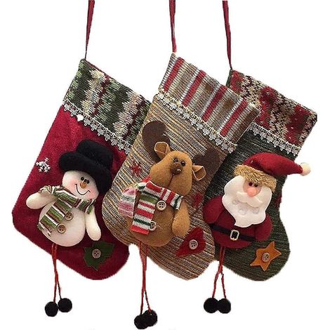 Décoration de chaussettes de Noël, 3 chaussettes de Noël pour la cheminée (1/5)