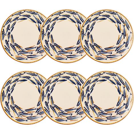 Lot de 6 assiettes à dessert en grès, MARIUS (1/3)