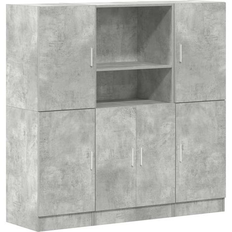 Maison Exclusive - 3-tlg. Küchenschrank-Set Betongrau Holzwerksto